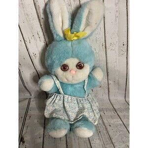 Vtg MTY International 18" Blue Bunny Rabbit Plush Blinking Eyes